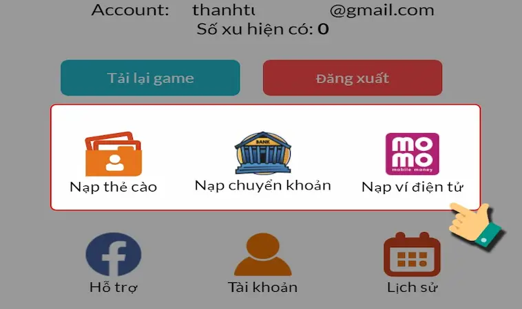 Nạp tiền an toàn 188BeT qua momo